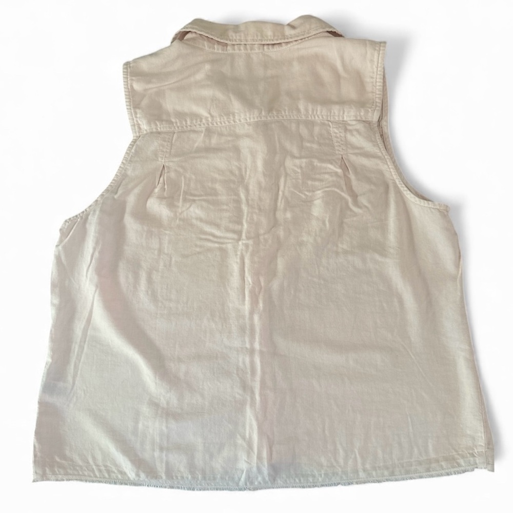 Bella Dahl Pink Shirt L Sleeveless Collar Button Down Cotton Linen NWT $119 - Picture 3 of 11